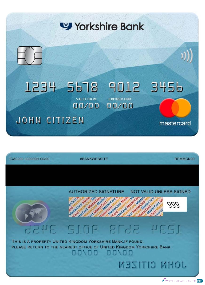 Download United Kingdom Yorkshire Bank mastercard Photoshop template